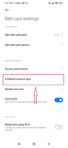Preferred network type