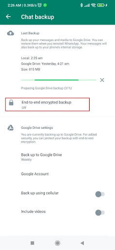 Encrypt backup