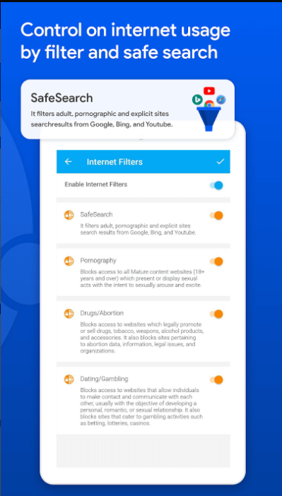 Internet Filter on Family Time App