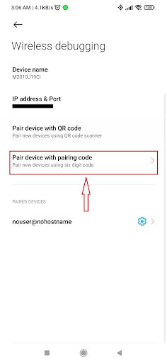 Wireless debugging option