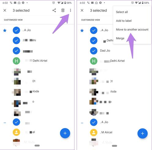 Move contacts