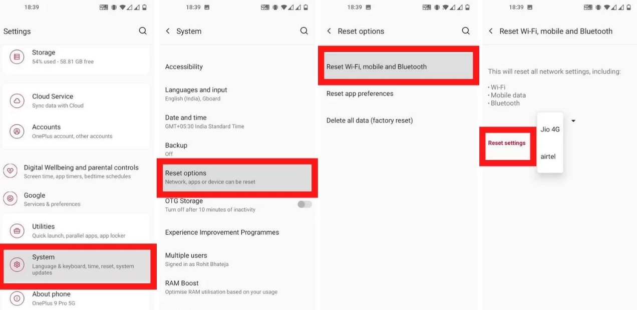 Reset Network Settings