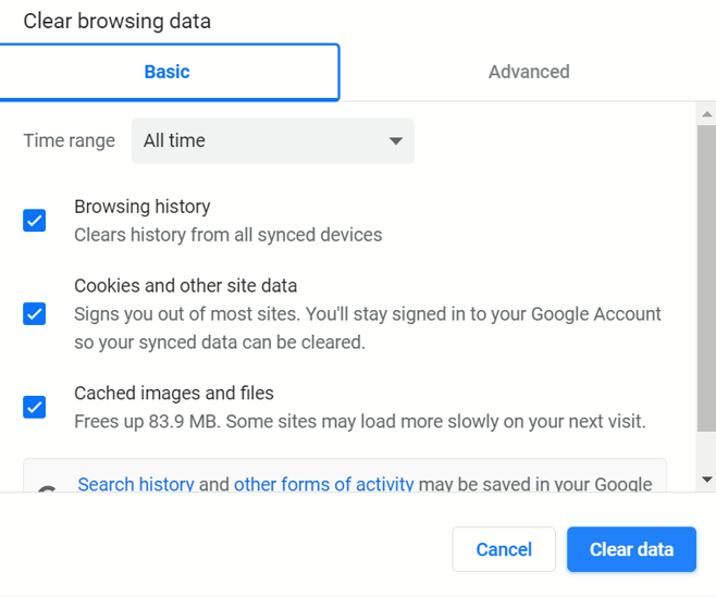 Clear browsing history