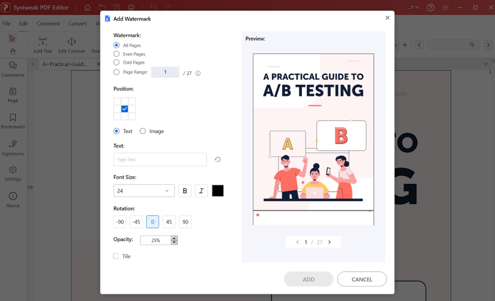 Add or remove watermark