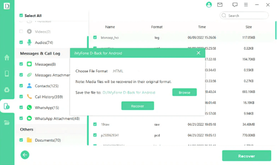 Recover apps in android