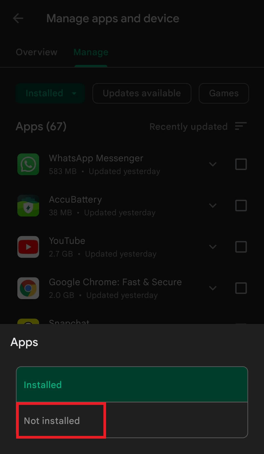 Recover apps