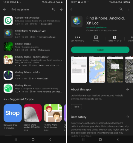 track iphone using android