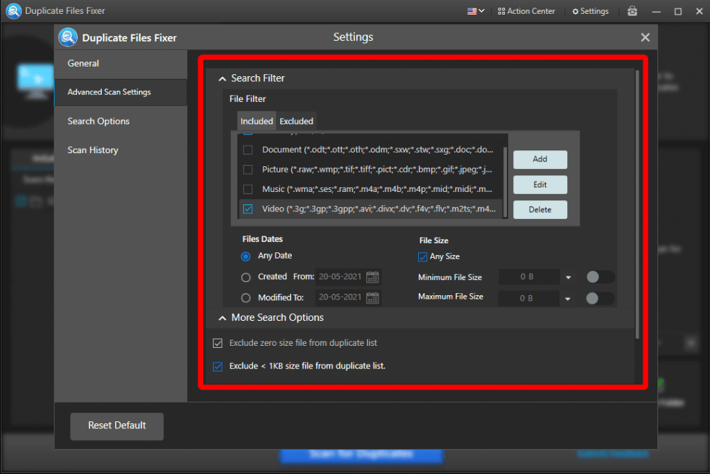 Duplicate files fixer video search