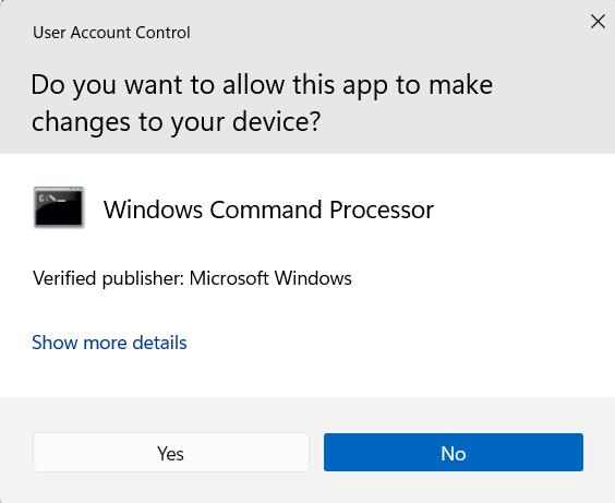 Account Control prompt