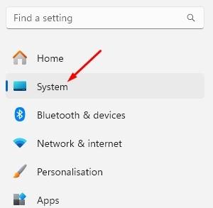 navigate to System tab