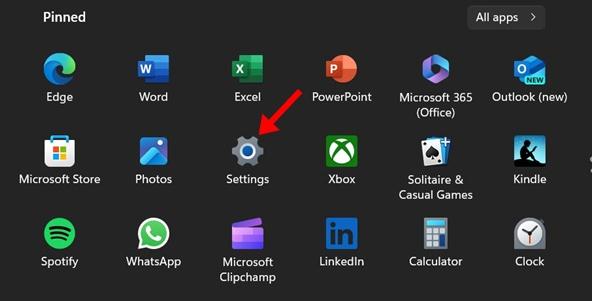 opening Settings app