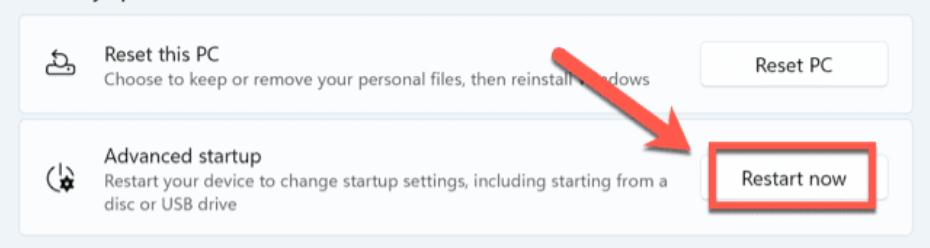 Advanced startup restart