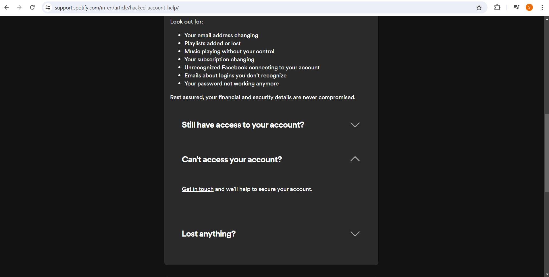 Can’t access your account