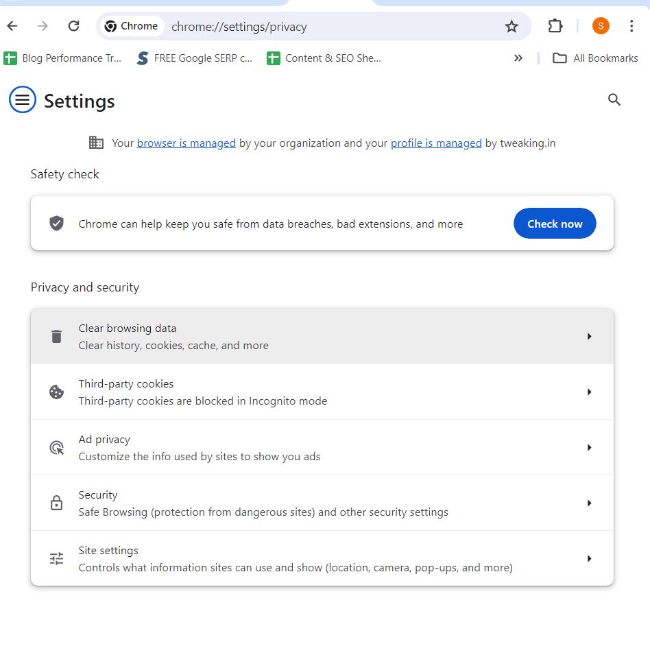 Clear browsing data