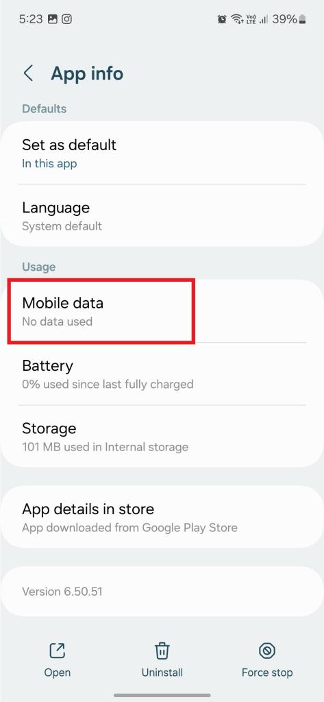 Mobile data option