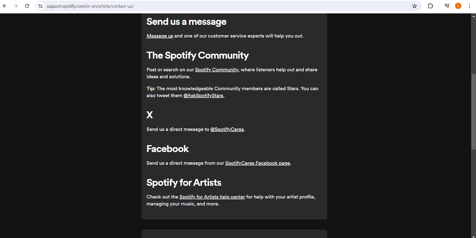 Send us a message section