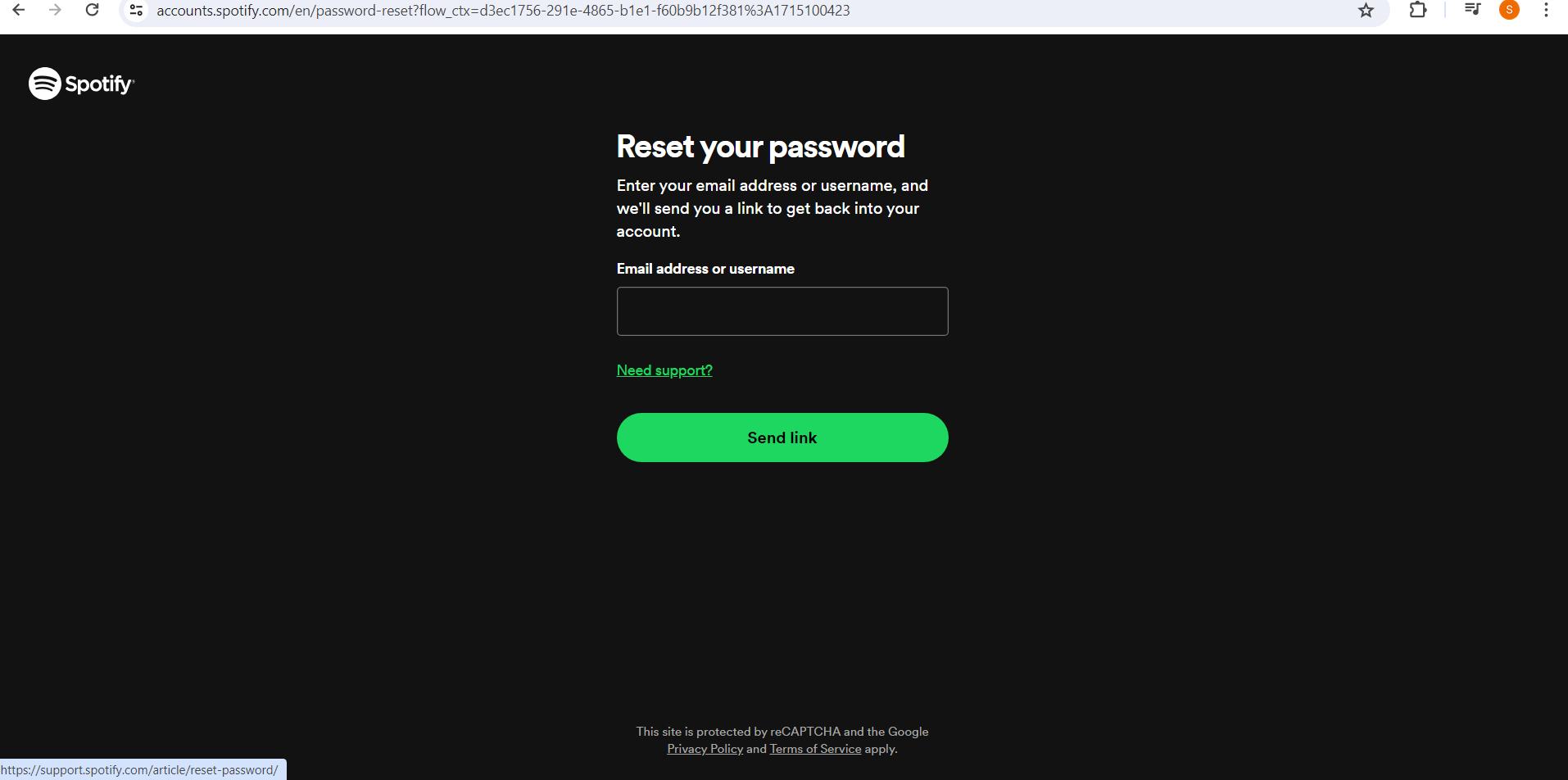 click on Need support