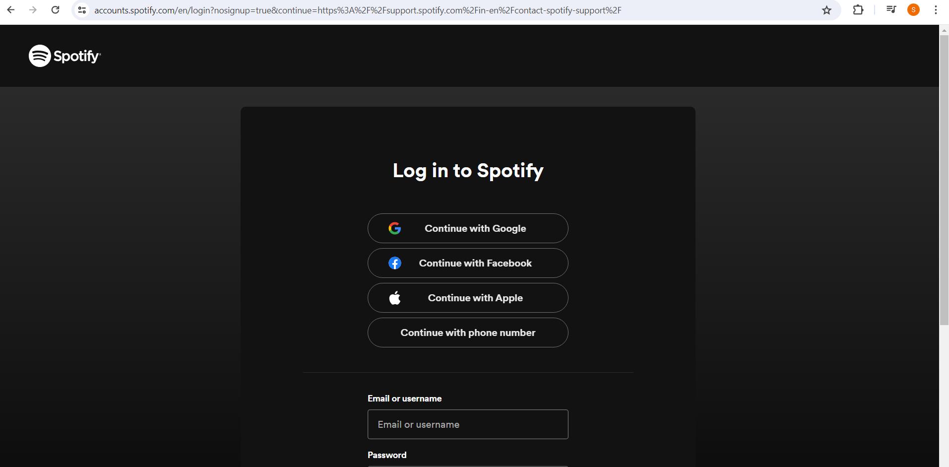 login page