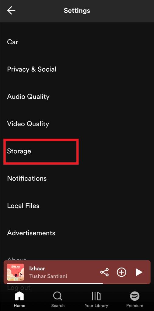 tap on Storage