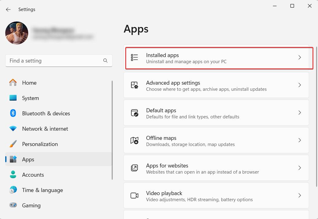 Click on Installed apps