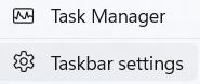Taskbar settings