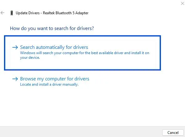 Search Automatically for Drivers